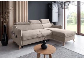 Divano letto angolare in velluto beige (angolo destro) Sweet Harmony - Miuform
