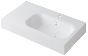 Lavabo integrale a destra rettangolare L 80.5 x H 15 x P 46 cm in resina bianco