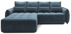 Divano angolare blu allungabile/con contenitore (con penisola a sinistra/con chaise lounge) e rivestimento in velluto Campo – ELTAP