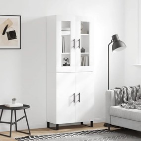 Credenza Bianco Lucido 69,5x34x180 Cm İn Legno Multistrato /
