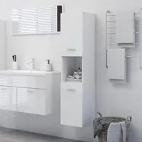 Armadio da Bagno Bianco Lucido 30x30x130 cm in Truciolato 805003