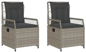 Sedie da giardino reclinabili 2 pz grigio chiaro polyrattan