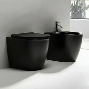 Vaso filomuro traslato nero opaco con sedile soft close di Ceramica Dolomite Mayka