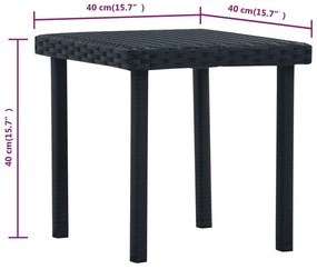 Tavolino da tè per esterni nero 40x40x40 cm in polyrattan