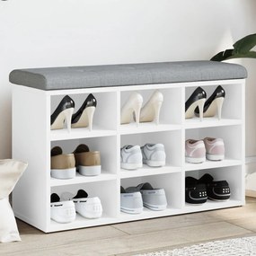 Panca Porta Scarpe Bianca 82x32x50 Cm İn Legno Multistrato /