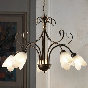 Lampadario Country charm LAMPADARIO ODINO 5xE14 COL. BRONZO bronzo paralume bronzo 5x E14