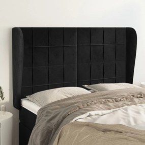 Testiera Ad Orecchio Nera 147 X 23 X 118/128 Cm İn Velluto /
