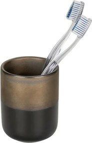 Set accessori bagno con dispenser e porta spazzolino nero opaco e bronzo in ceramica Teos