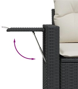 Set Divani da Giardino 10pz con Cuscini in Polyrattan Nero