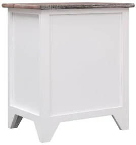 Comodino marrone e bianco 38x28x45 cm in legno di paulownia