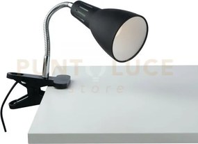 Lampada logiko nera con pinza 1 luce attacco e14 11,5x7,3x36,5cm or...