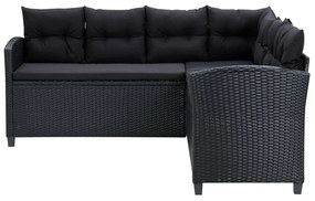 Set divani da giardino 6 pz con cuscini in polyrattan nero