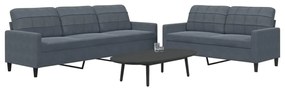 Set Di Divani 2 Pz Con Cuscini Grigio Scuro İn Velluto /