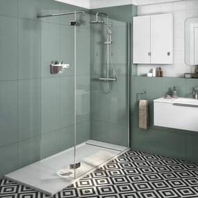 Box doccia walk-in Neo, vetro 8 mm, L 158-159.5 cm x H 200 cm, profilo cromo