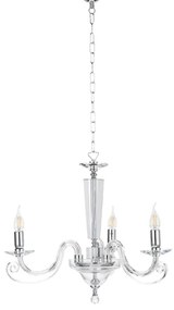 Lampada a sospensione CHERUBINI in vetro e cristallo ottico 3 luci CROMO 60 cm