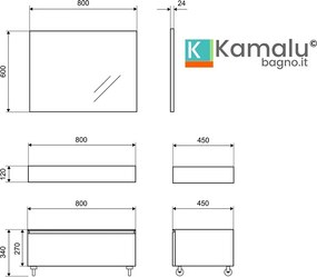 Composizione bagno con mobile a terra e mensolone 80cm | KAM-KK801 - KAMALU