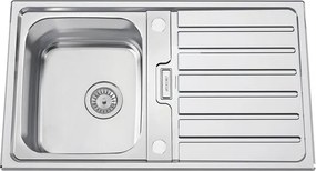 Lavello semincasso 1 vasca in inox argento RODI Urban 86 B L 50 x L 86 cm, reversibile