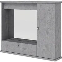 Specchiera bagno grigio cemento mobile arredo moderno 1 anta con ribalta h.61x73x14