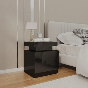Comodino Nero Lucido 45x35x52 Cm İn Legno Multistrato /