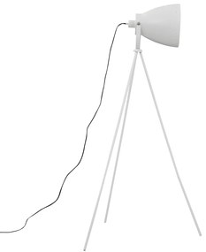 Lampada da Pavimento con Treppiede in Metallo Bianco E27