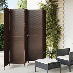 Divisorio Per Ambienti A 5 Pannelli Marrone İn Polyrattan /