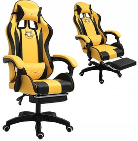 Comoda sedia da gaming con cuscino giallo e nero