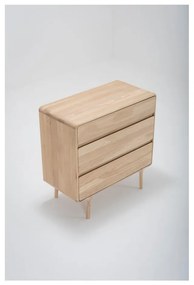 Cassettiera in rovere massiccio con 3 cassetti Fawn - Gazzda