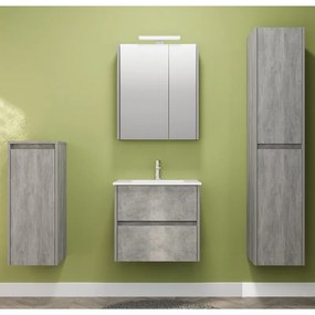 Kamalu - Composizione bagno sospesa 60 cm effetto marmo cemento | LAC-AMFI-60