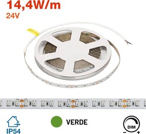 Striscia LED 24V 144W/m Luce Verde - IP54 - 5 metri