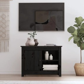 Mobile porta tv nero 70x36,5x52 cm in legno massello di pino