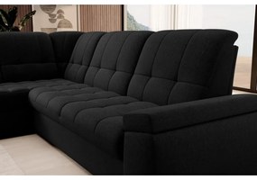 Divano angolare nero allungabile/con contenitore (con penisola a sinistra/a L) Sado – ELTAP