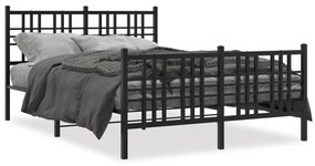 Giroletto Con Testiera E Pediera Metallo Nero 140x190 Cm /