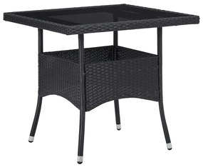 Set mobili da pranzo per giardino 3 pz nero polyrattan e acacia