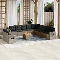 Set Divani da Giardino 12 pz con Cuscini Grigio in Polyrattan 3224646