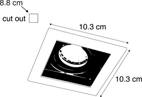 Faretto da incasso moderno bianco con nero regolabile - Carree