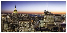 Stampa su tela New York illuminata dall'alto, bianco e nero 140 x 70 cm