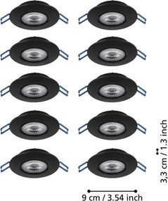 Eglo 300192 - SET 10x LED faretto da incasso GEDREZ LED/4,9W/230V Ø 9 cm nero
