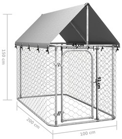 Gabbia per cani da esterno con tetto 200x100x150 cm