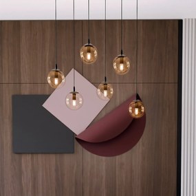 Lampadario a Sospensione in Acciaio e Vetro COSMO 6 Nero 6xE14