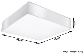 Plafoniera Quadrata in PVC da Soffitto HORUS 45 White 3xE27 da interno Colore del corpo Bianco