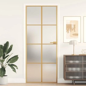 Porta Interni Sottile Oro 83x201,5cm Vetro Temperato Alluminio /