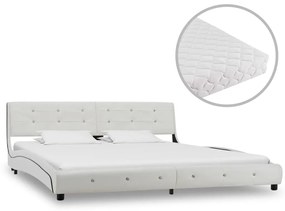 Letto con Materasso Bianco in Similpelle 180x200 cm