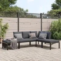 Set Divani da Giardino 4 pz con Cuscini in Alluminio Nero 3283692