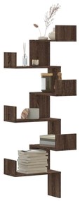 Mensola Angolare Parete Rovere Marrone 45x45x147 Cm Multistrato /