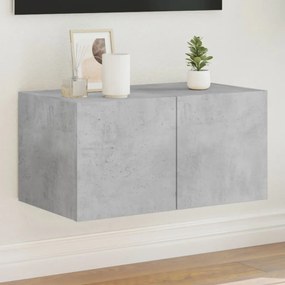 Mobile Tv A Parete Con Luci Led Grigio Cemento 60x35x31 Cm /