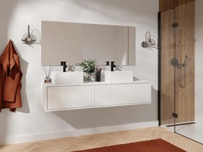 SALDI -  Mobile sotto lavabo sospeso a righe 150 cm Bianco - ARNEGA