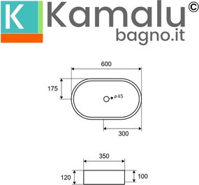 Lavabo da appoggio ovale con finitura terrazzo stracciatella | KTERL-600STR - KAMALU