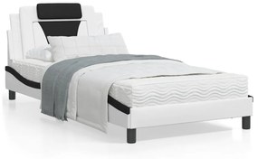 Letto con materasso bianco e nero 100x200 cm in similpelle