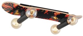 Lampada da parete nera con rosso 80cm - Skateboard