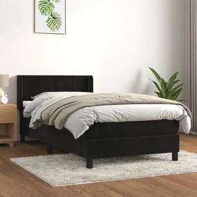 Giroletto A Molle Con Materasso Nero 80x200 Cm İn Velluto /